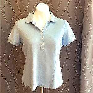 S NIKE LIGHT BLUE COTTON FITTED SHORT SLEEVE COLLARED GOLF SHIRT VGUC